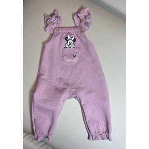 Minnie Mouse 6-9 months Baby Girl Ribbed Romper overall Jumpsuit outfit.